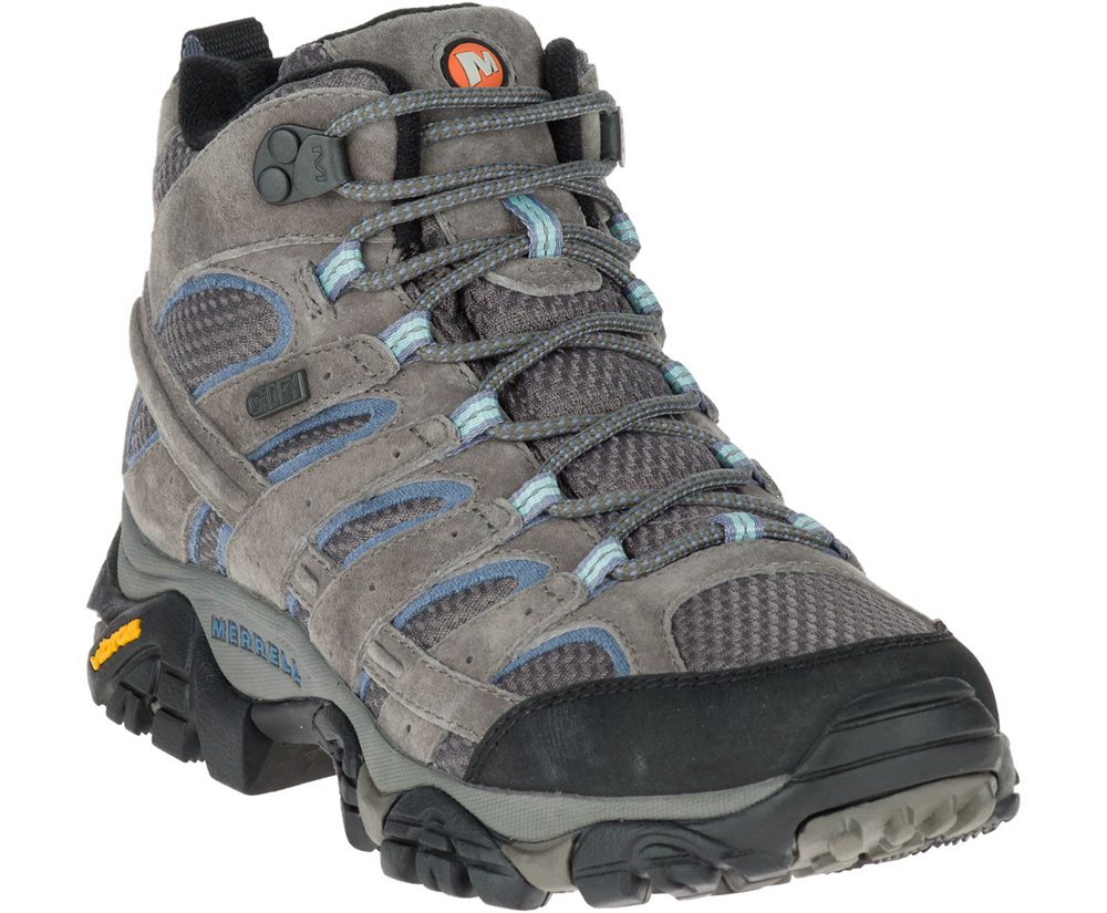 Kozaki Merrell Damskie Szare - Moab 2 Mid Waterproof Wide Width - 028564-RAT